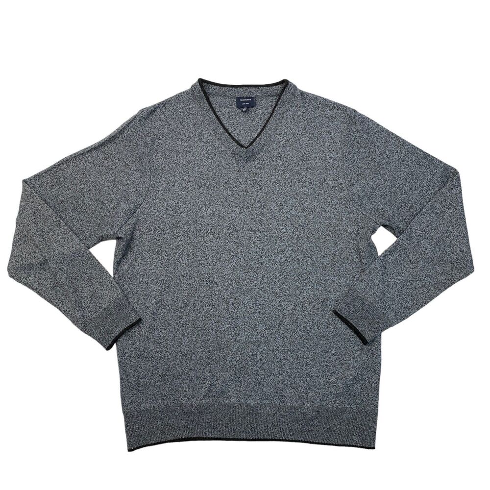 7‎ Diamonds Sweater Mens XXL 2XL Grey Marled Lightweight V Neck Pullover Preppy